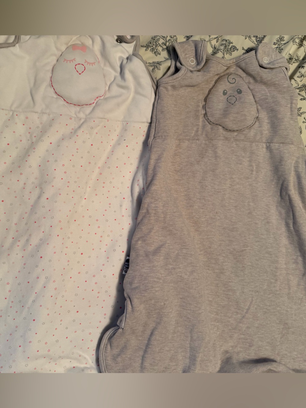 Nested Bean Sleep Sacks - Gray & White with Pink Dots